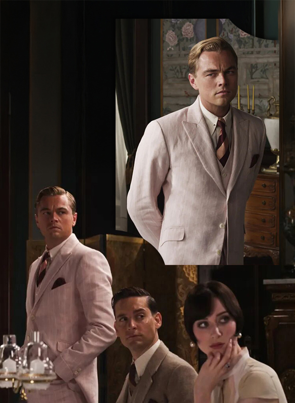 《大亨小傳》風格淺粉色三件式亞麻西裝-經典夏季正裝穿搭靈感