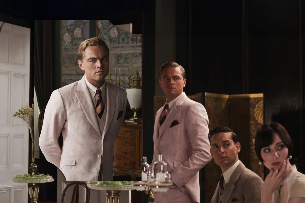 《大亨小傳》風格淺粉色三件式亞麻西裝-經典夏季正裝穿搭靈感