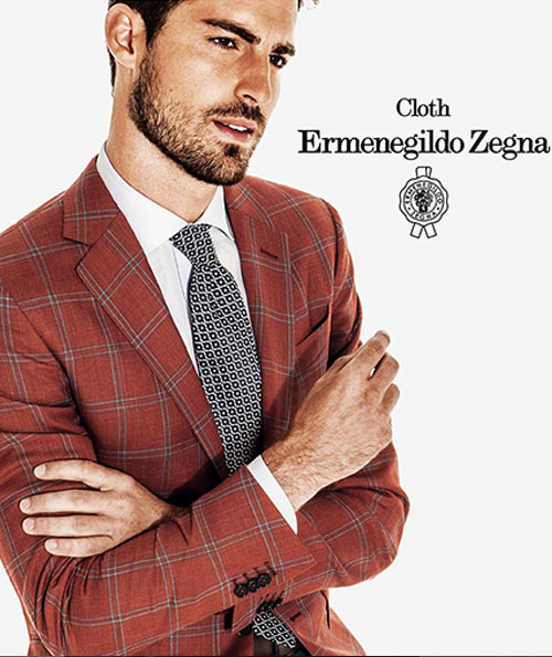 Zegna磚紅色格紋西裝
