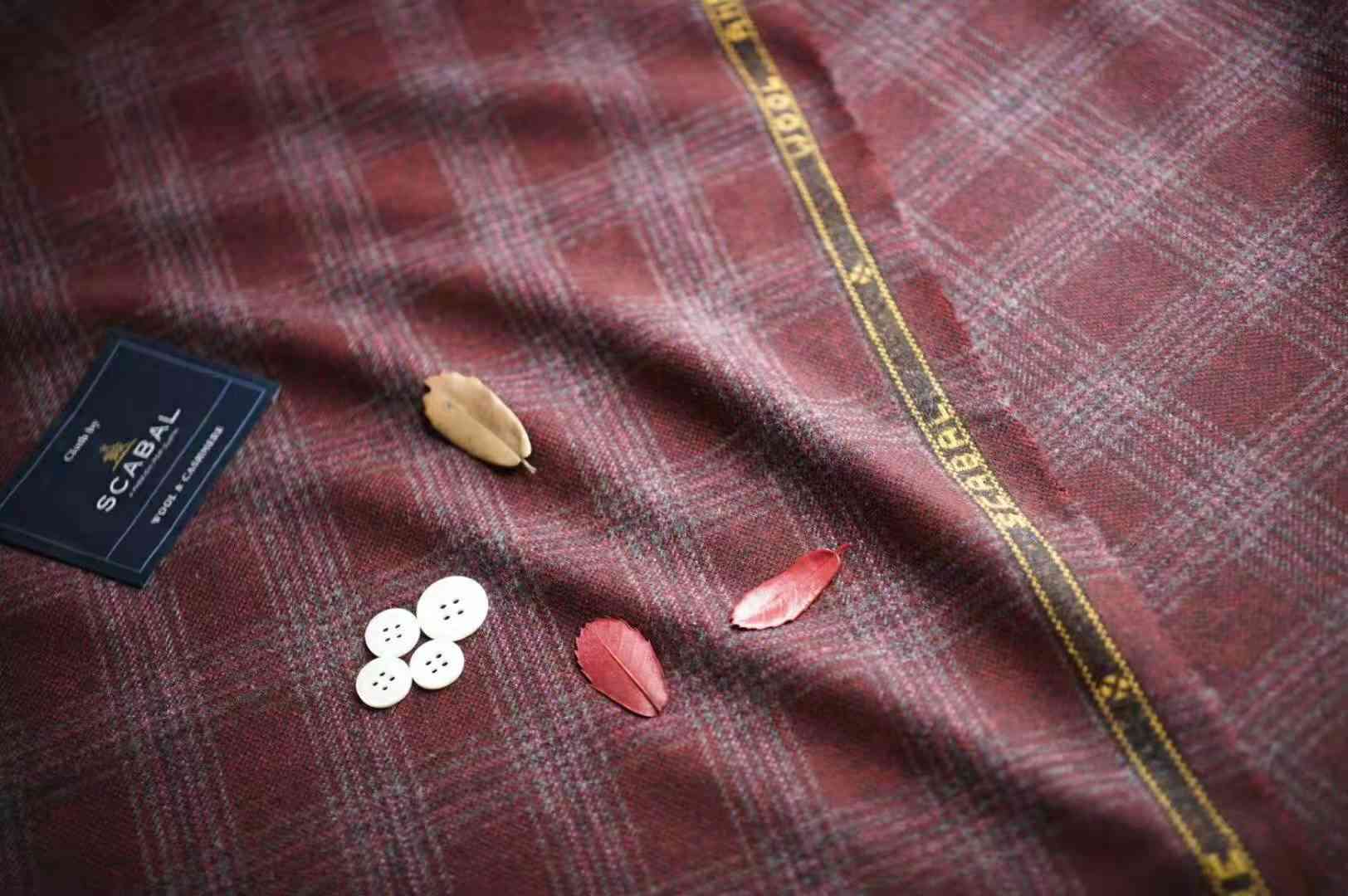 SCABAL紅色格紋西裝面料