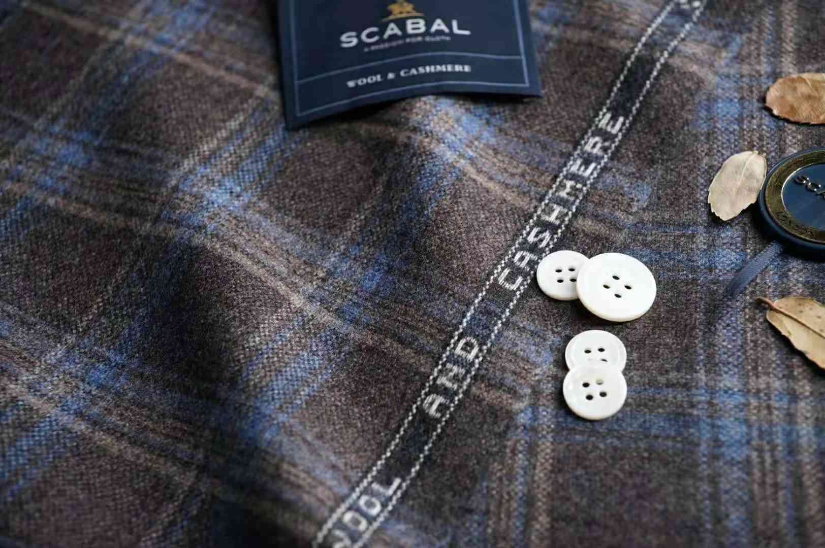 SCABAL灰藍色格紋西裝面料