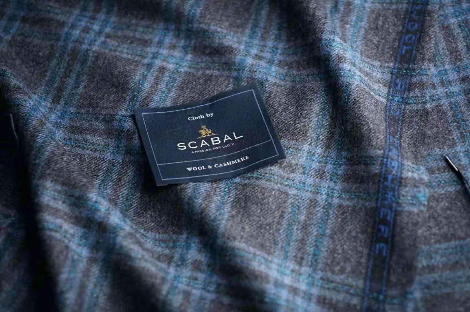 SCABAL深藍灰格紋西裝面料