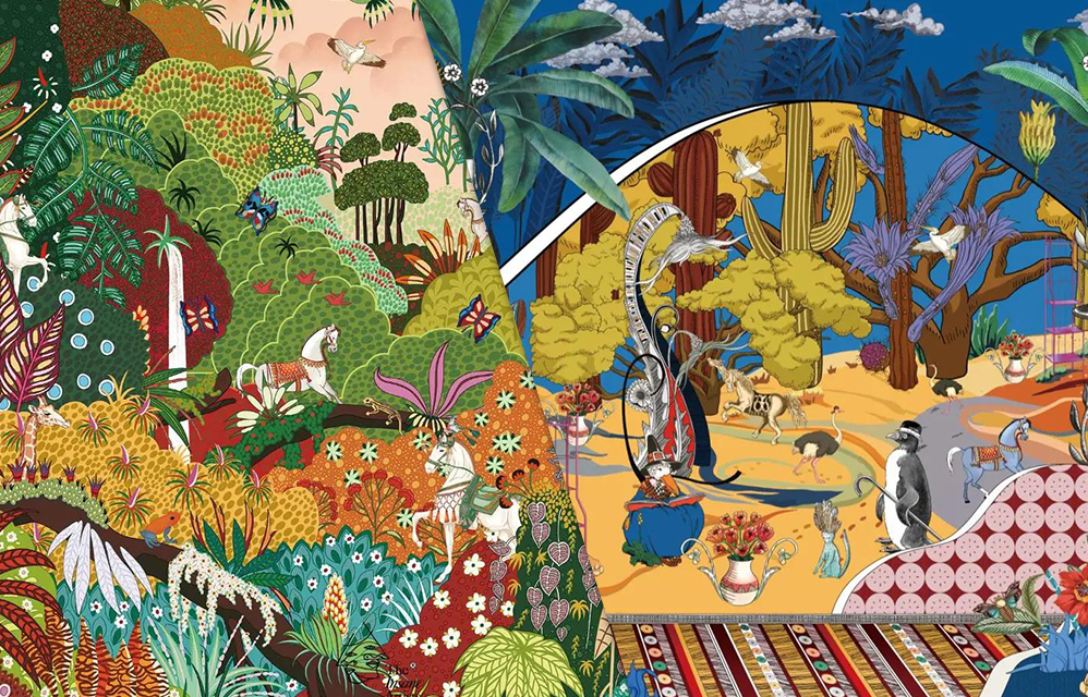 西裝內裡圖案-森林動物奇幻風格