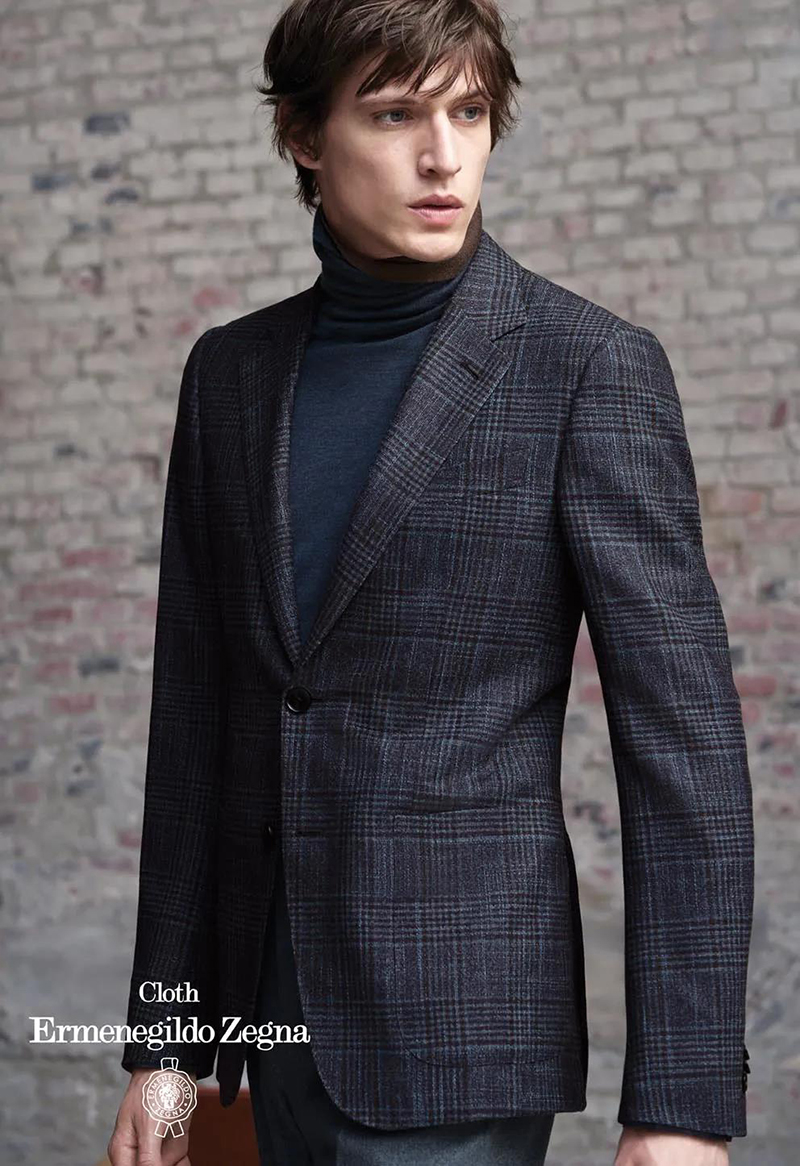 Zegna HERITAGE系列深灰色格紋西裝外套