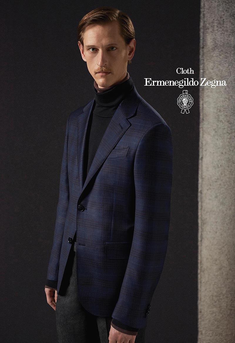 TRAVELLER WOOL & SILK系列藍色格紋西裝外套