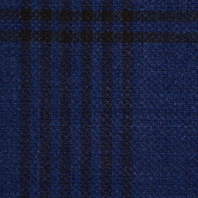 TRAVELLER WOOL & SILK系列布料-寶藍色細格紋
