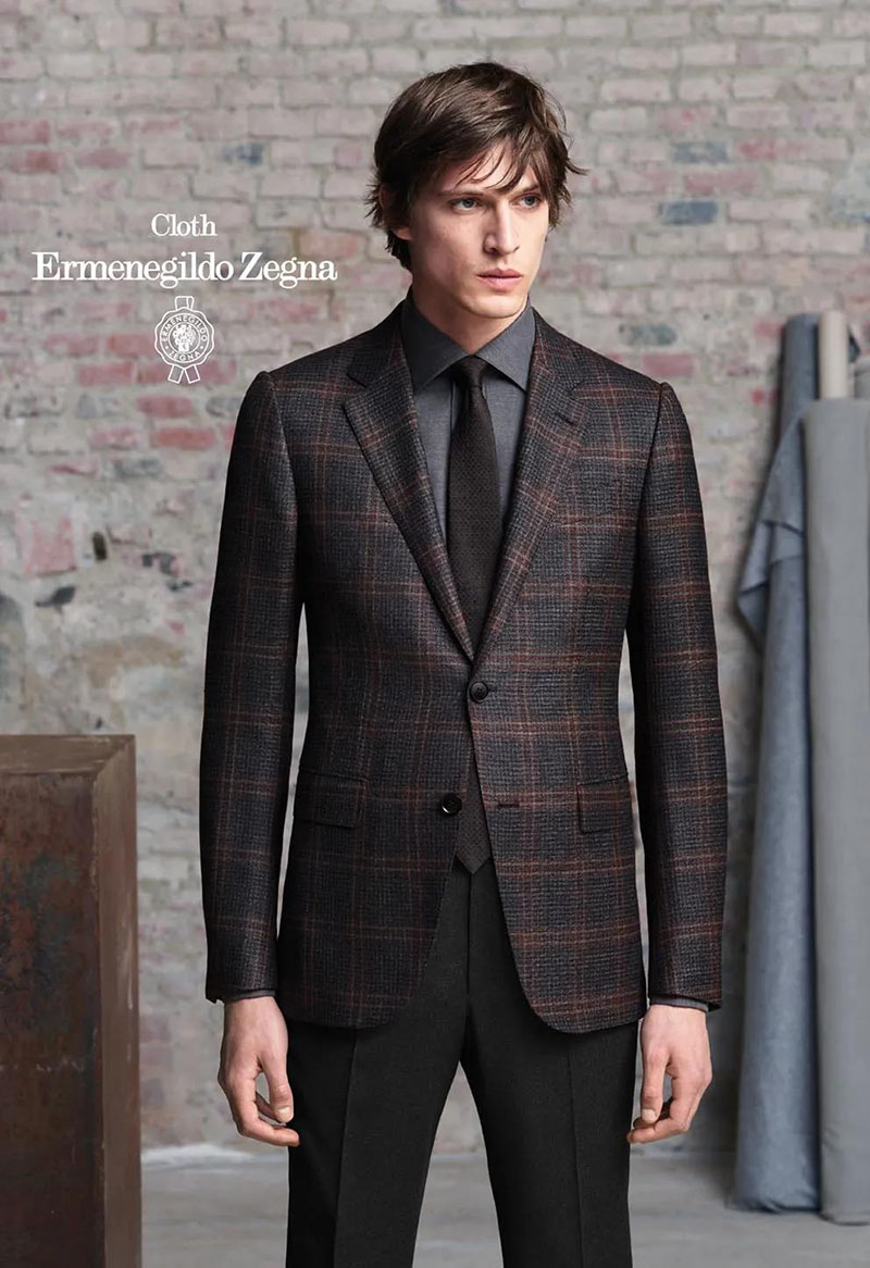 TROFEO CASHMERE系列-灰紅交錯格紋西裝外套
