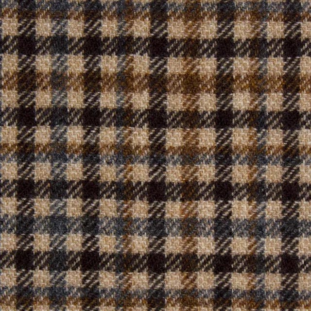 TROFEO CASHMERE系列西裝面料-米色棕色交錯粗格紋