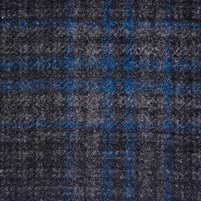 TROFEO CASHMERE系列西裝面料-灰藍色交錯粗格紋