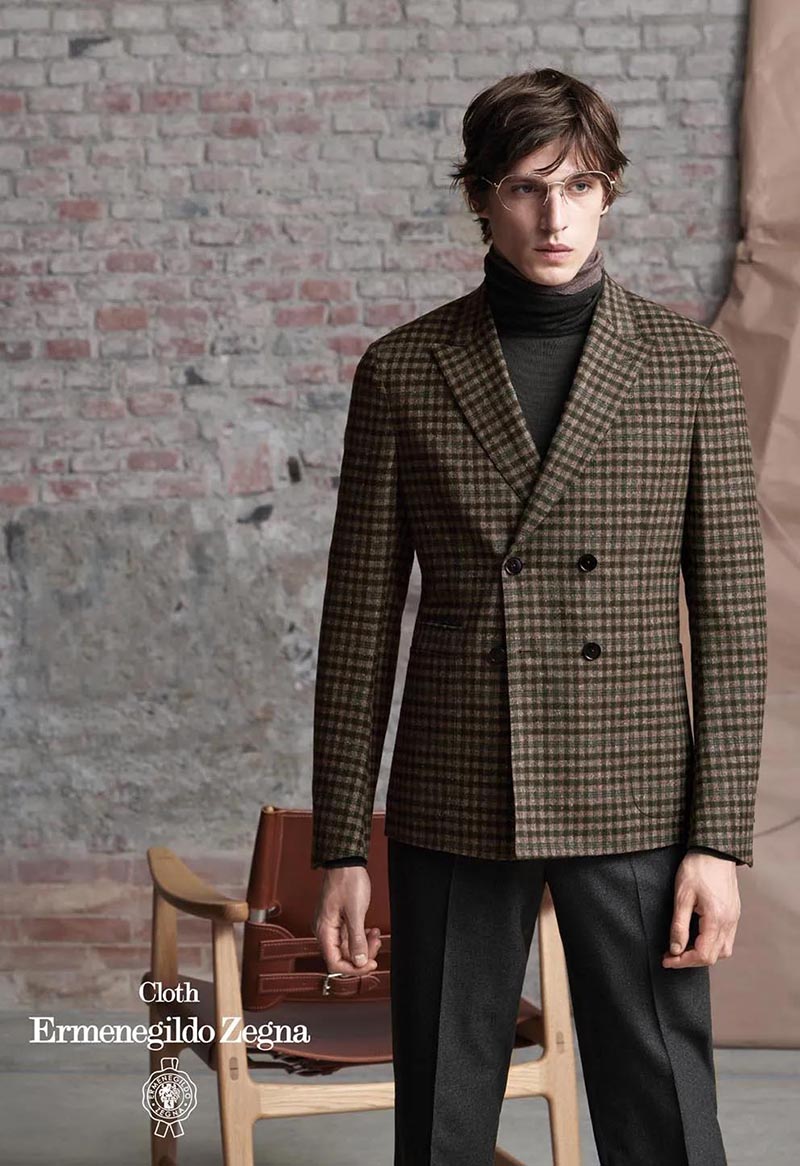 TESSITURA DI NOVARA系列-淺棕粗格紋西裝外套