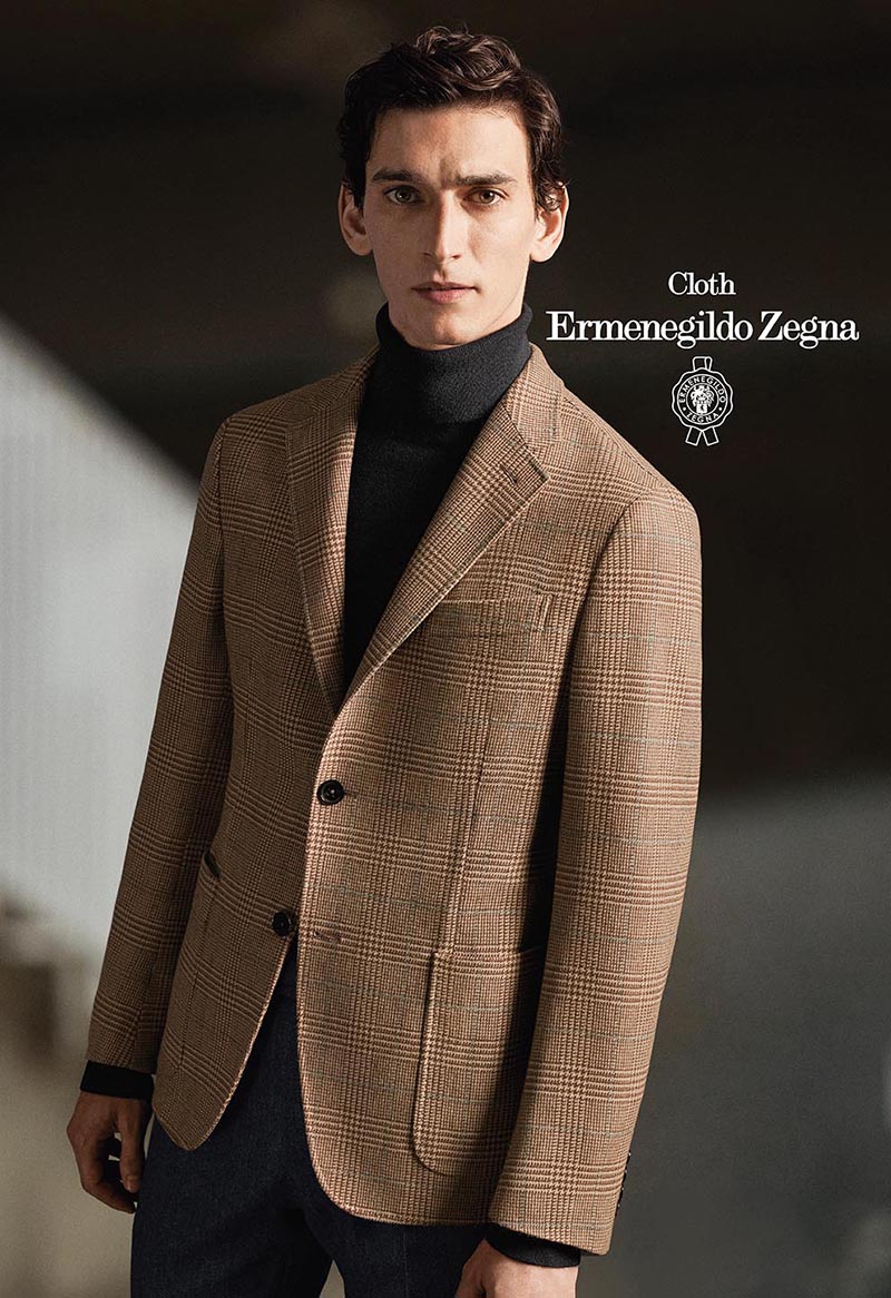 BABY CAMEL系列淺棕色格紋西裝外套