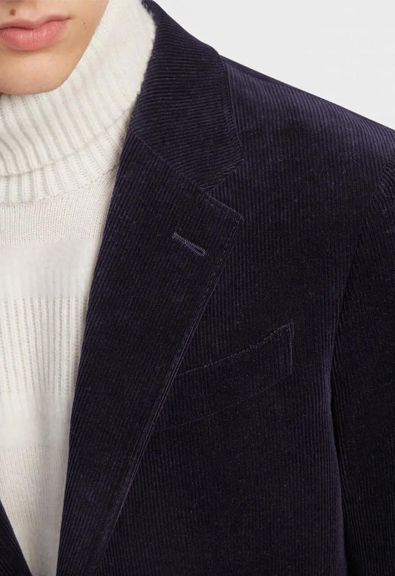 CASHCO系列藍色燈芯絨西裝外套特寫