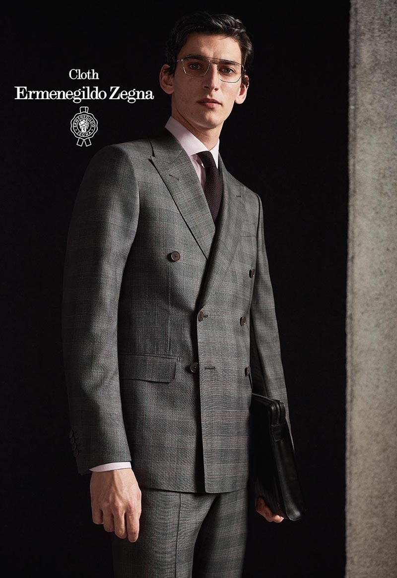 Zegna LOOP系列灰色雙排釦西裝