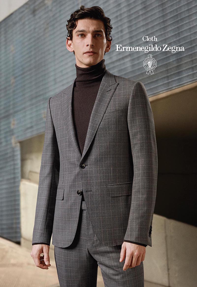 Zegna LOOP系列灰色格紋西裝