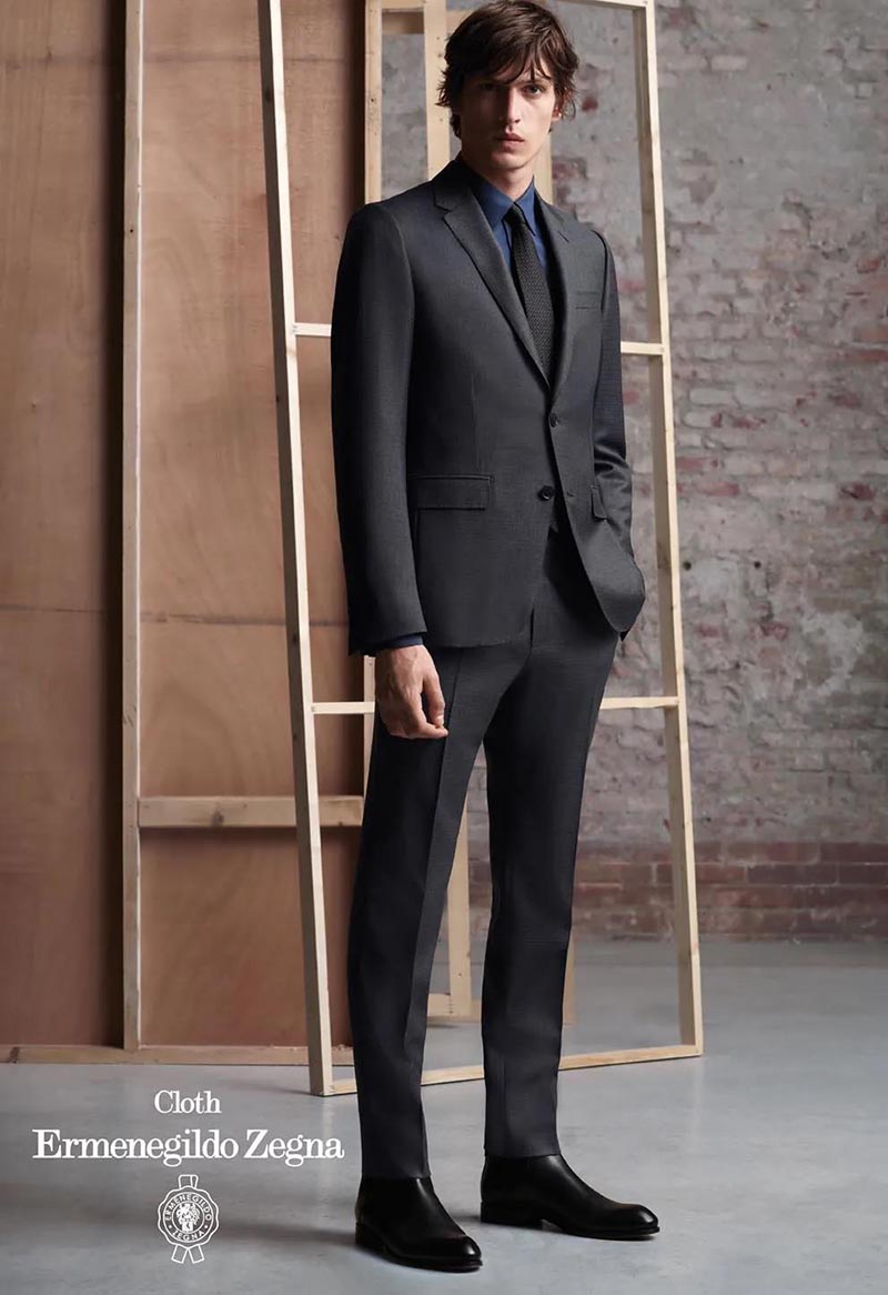 Zegna LOOP系列灰色素面西裝