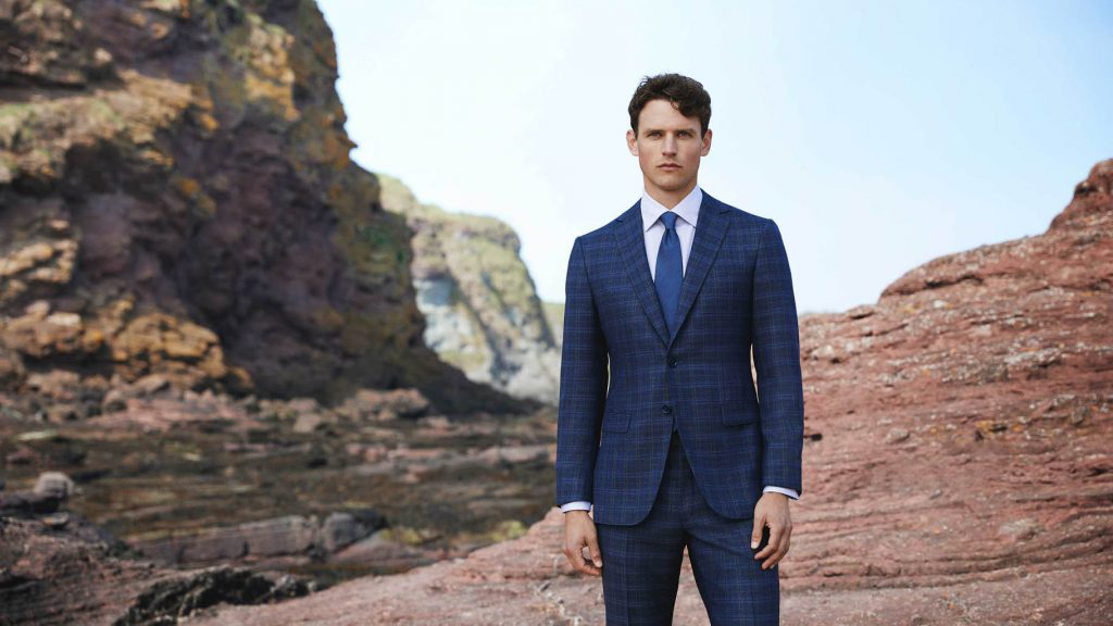 SCABAL-Tornado系列寶藍色格紋西裝套裝