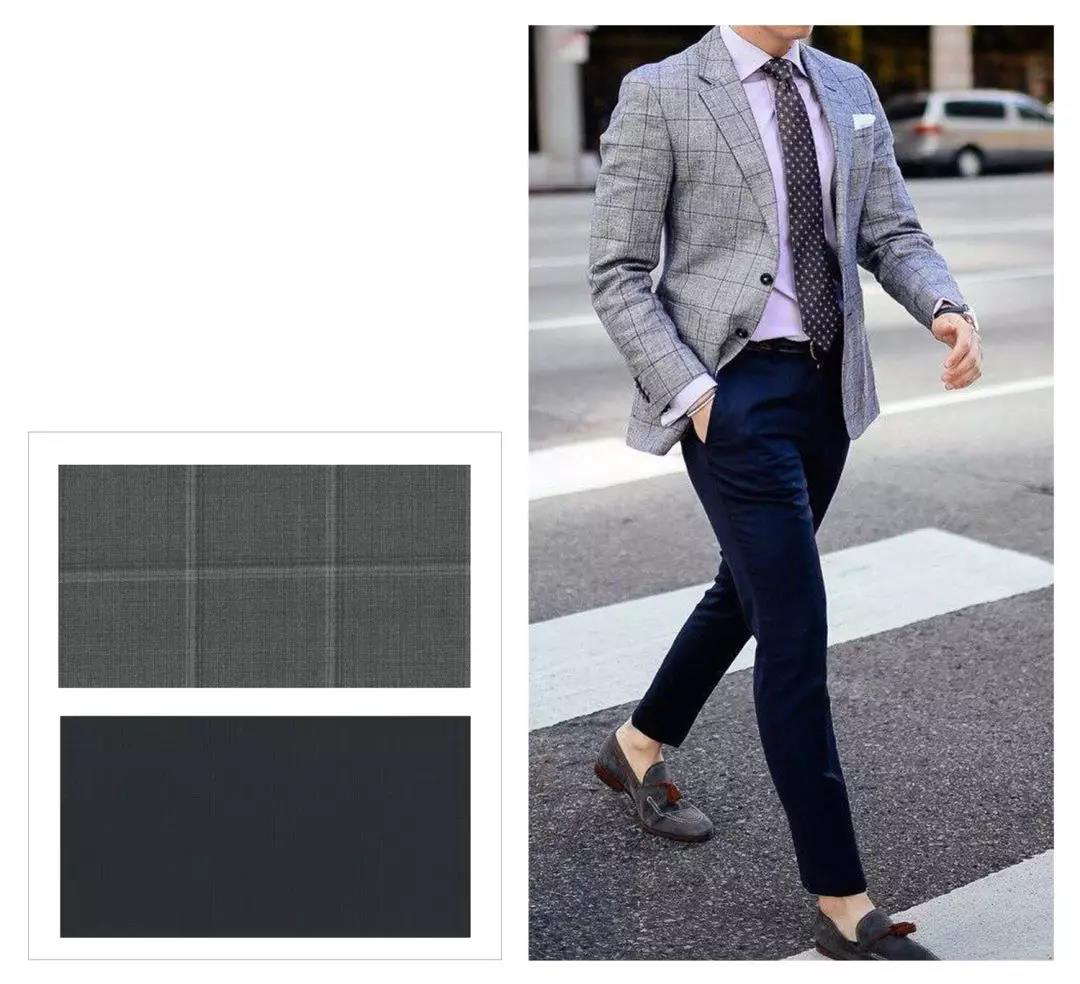 SCABAL-CROSSOVER 1+1=4系列-灰色格紋西裝外套搭配黑色西裝褲