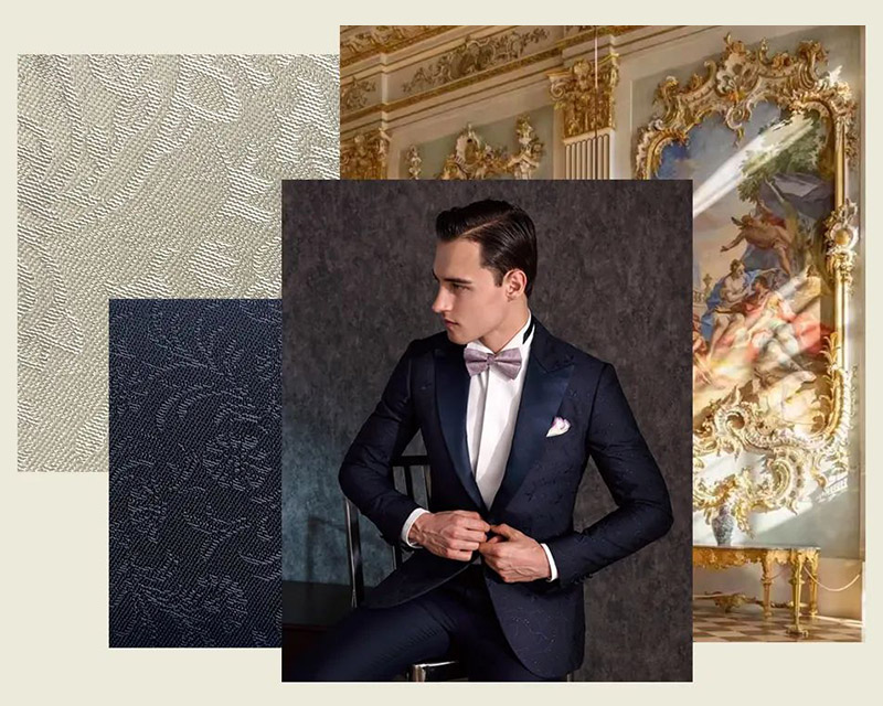 MARZONI藍色提花男士禮服