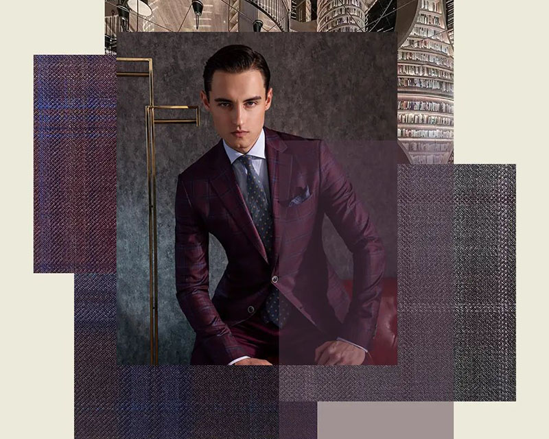 MARZONI紫色格紋男士西裝