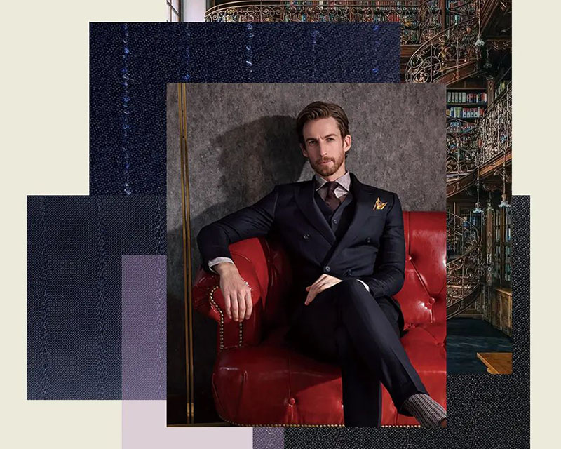 MARZONI黑色條紋男士西裝