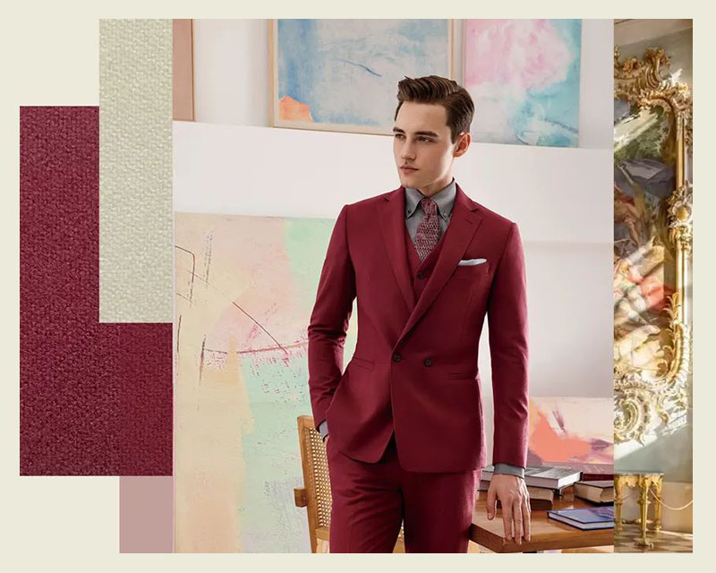 MARZONI莓紅色西裝