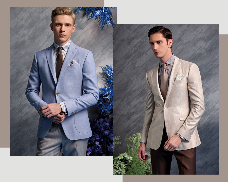 MARZONI藍色格紋男士西裝