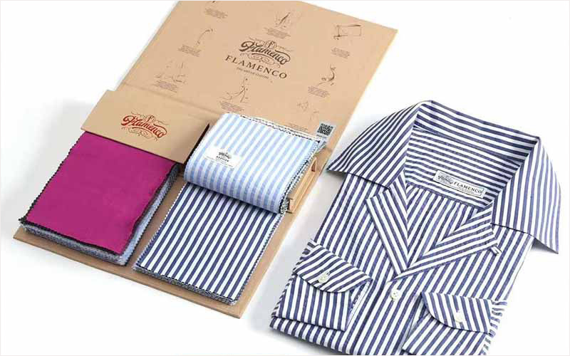 FLAMENCO泡泡紗襯衫面料-深藍條紋