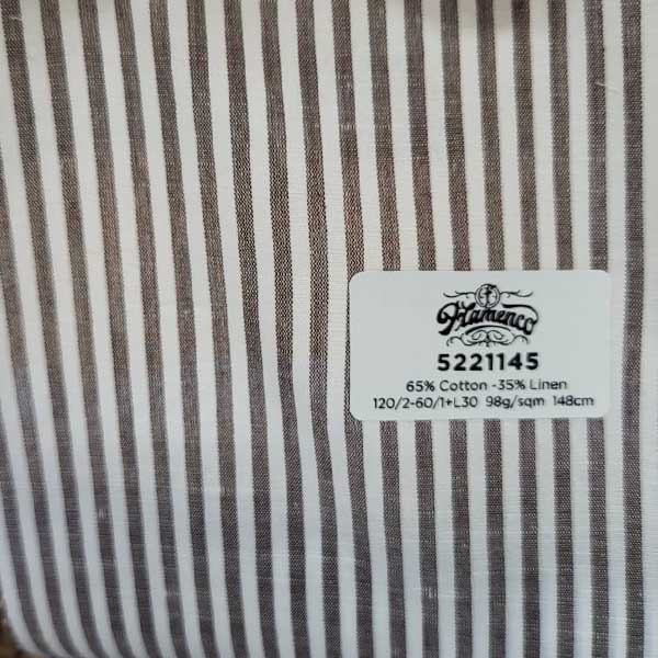 FLAMENCO咖啡色細條紋棉麻襯衫面料