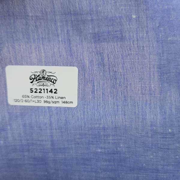 FLAMENCO藍色棉麻襯衫面料