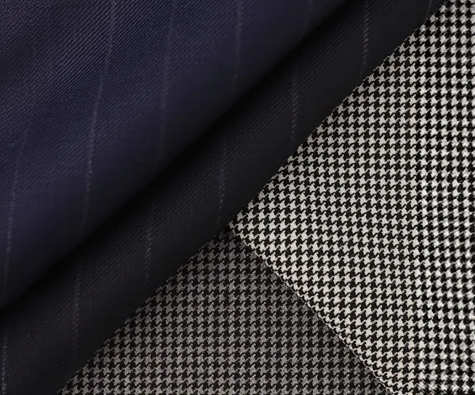 DRAGO Vantage Super 130's 深色條紋及白色千鳥紋面料