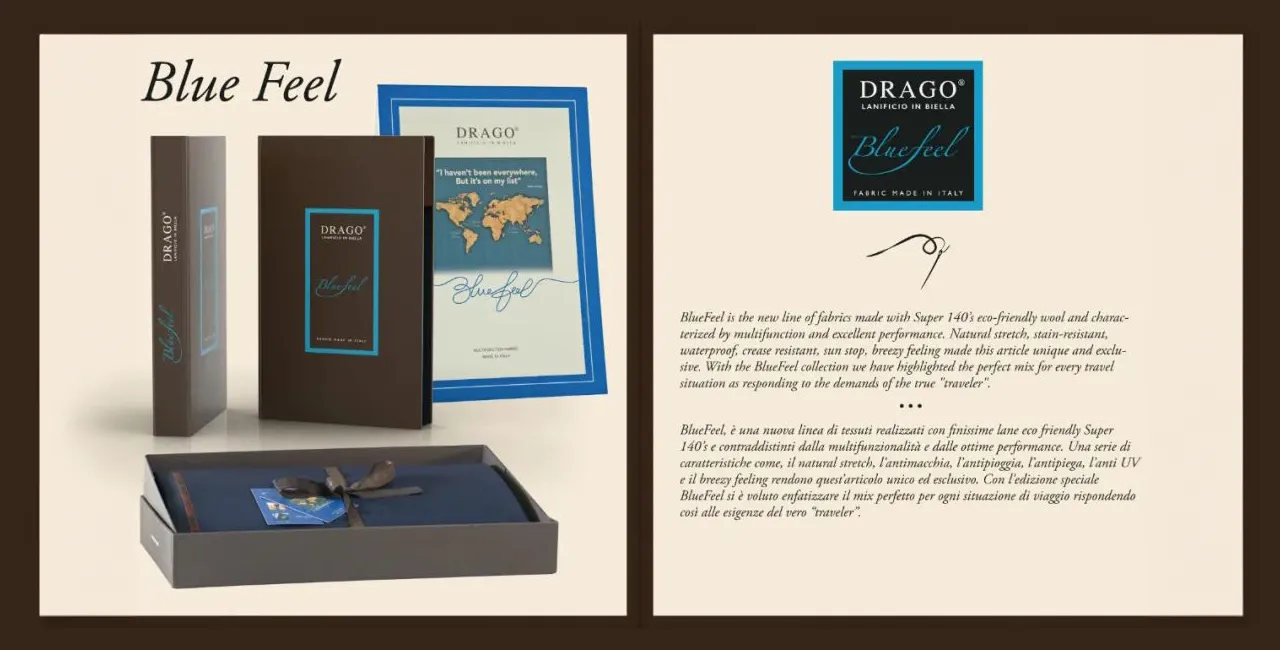 DRAGO BlueFeel Super 140's布料本內頁介紹