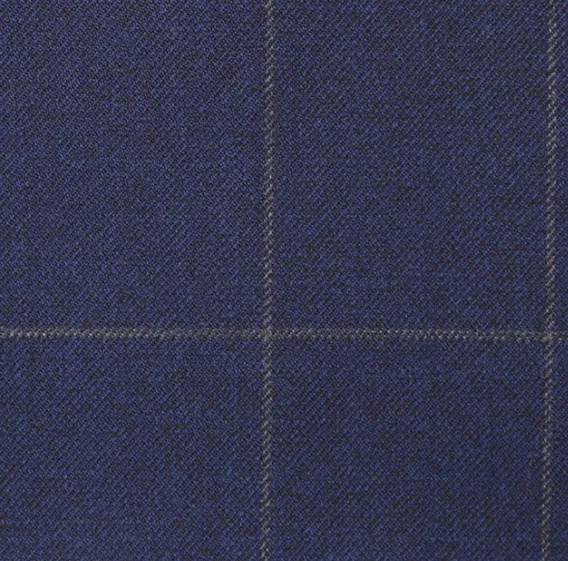 Cortina Super 130's 深藍色格紋面料