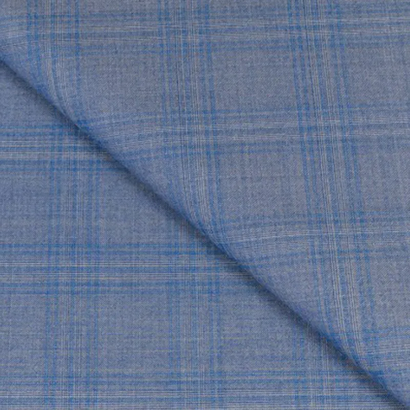 Sun Dream Super 150's灰色格紋面料