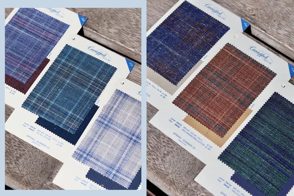 【Jackets】SPRING-SUMMER 23 6種不同格紋的面料卡