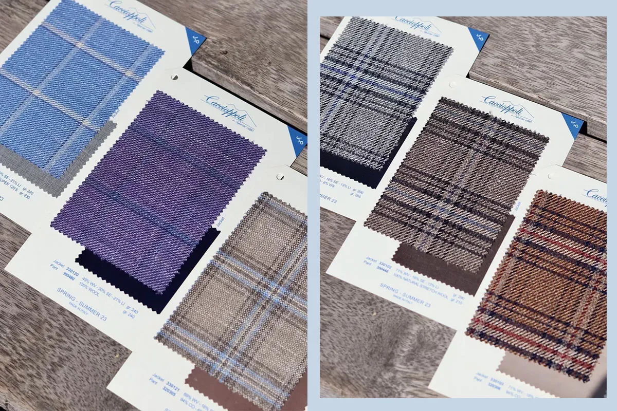 【Jackets】SPRING-SUMMER 23 咖啡色系及藍色、紫色格紋面料卡