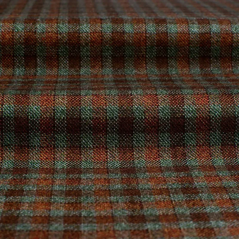 SHERRYKASH紅磚色格紋羊絨面料