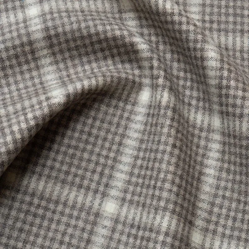 SHERRYKASH淺駝色格紋羊絨面料