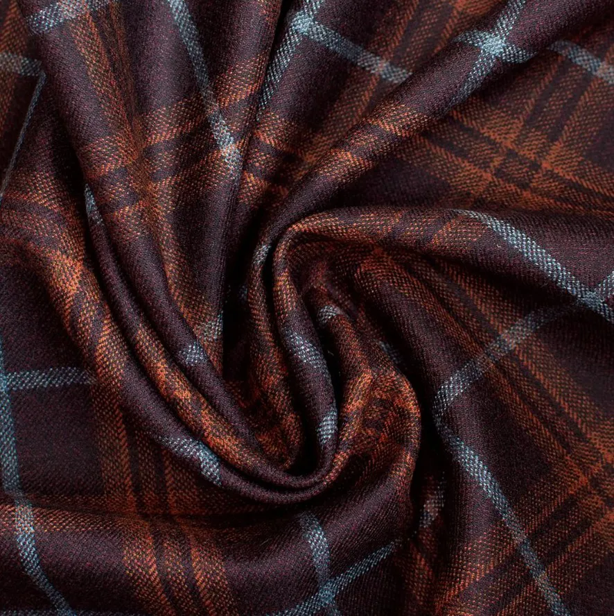 SHERRYKASH紅色蘇格蘭紋羊絨面料