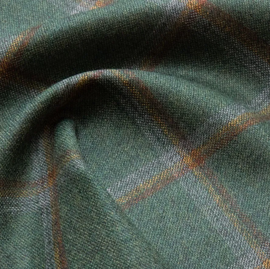 SHERRYKASH綠色格紋羊絨面料