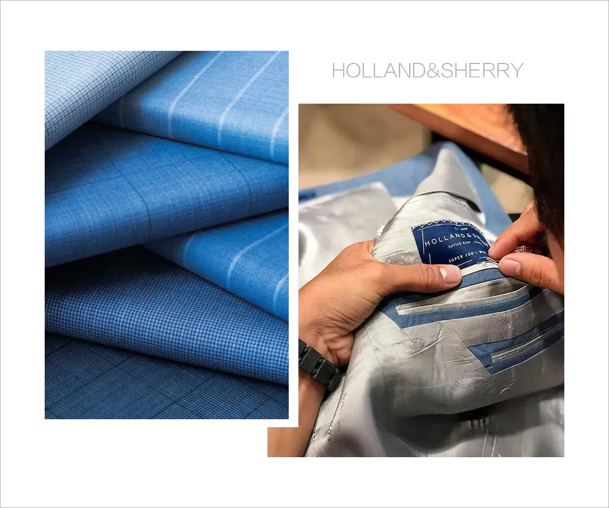 Holland & Sherry藍色系西裝面料與西裝纄製