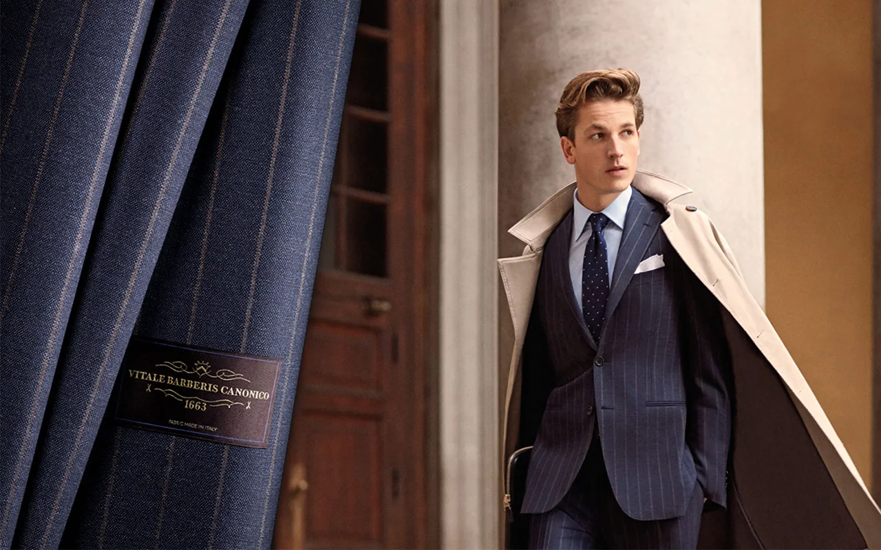 Vitale Barberis Canonico 西裝面料與藍色條紋西服套裝