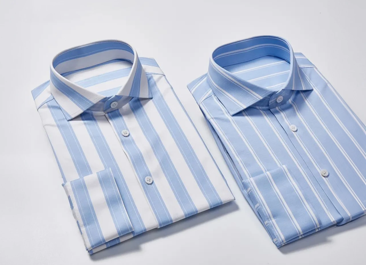 藍色系條紋針織襯衫