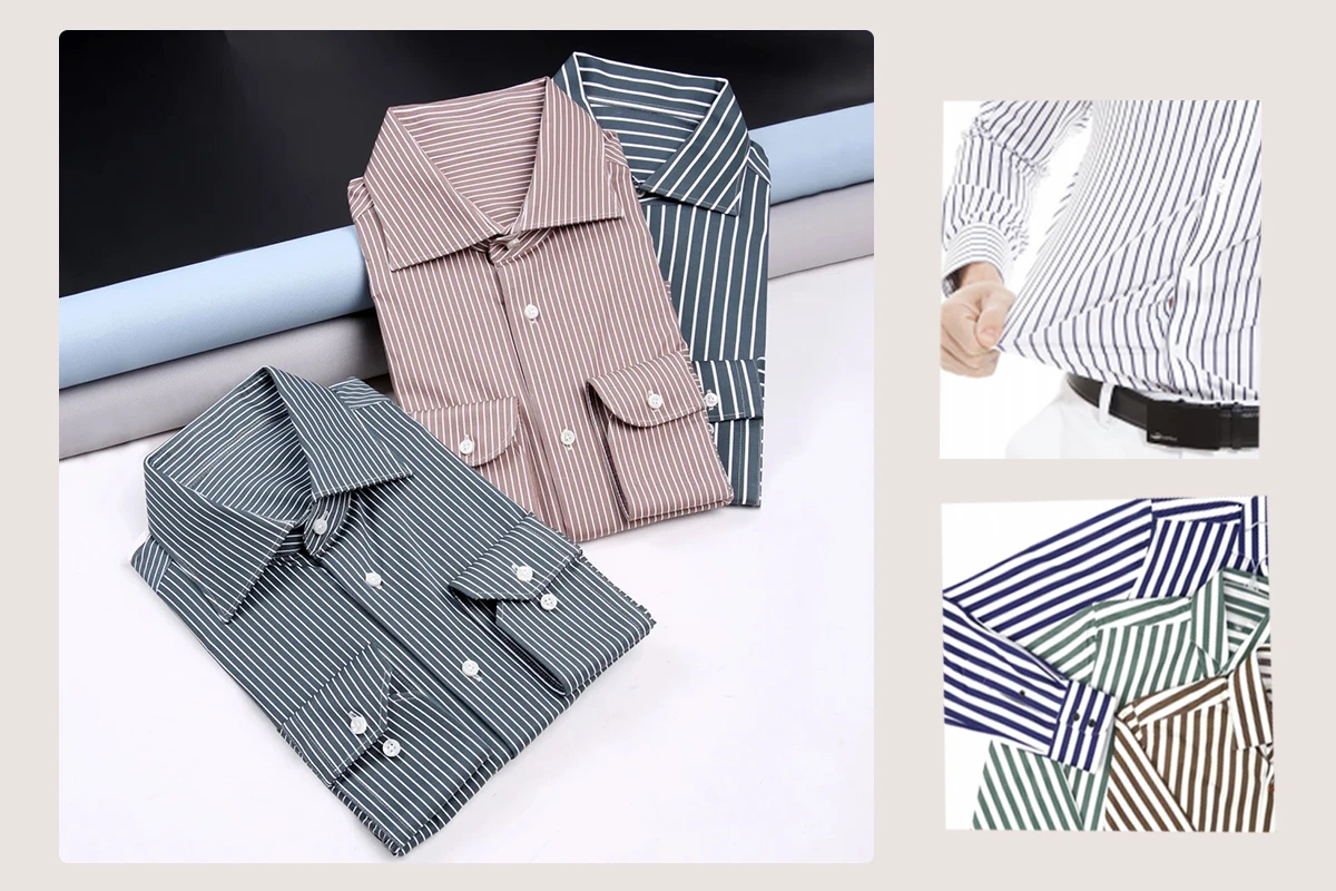 各式針織條紋襯衫和特寫