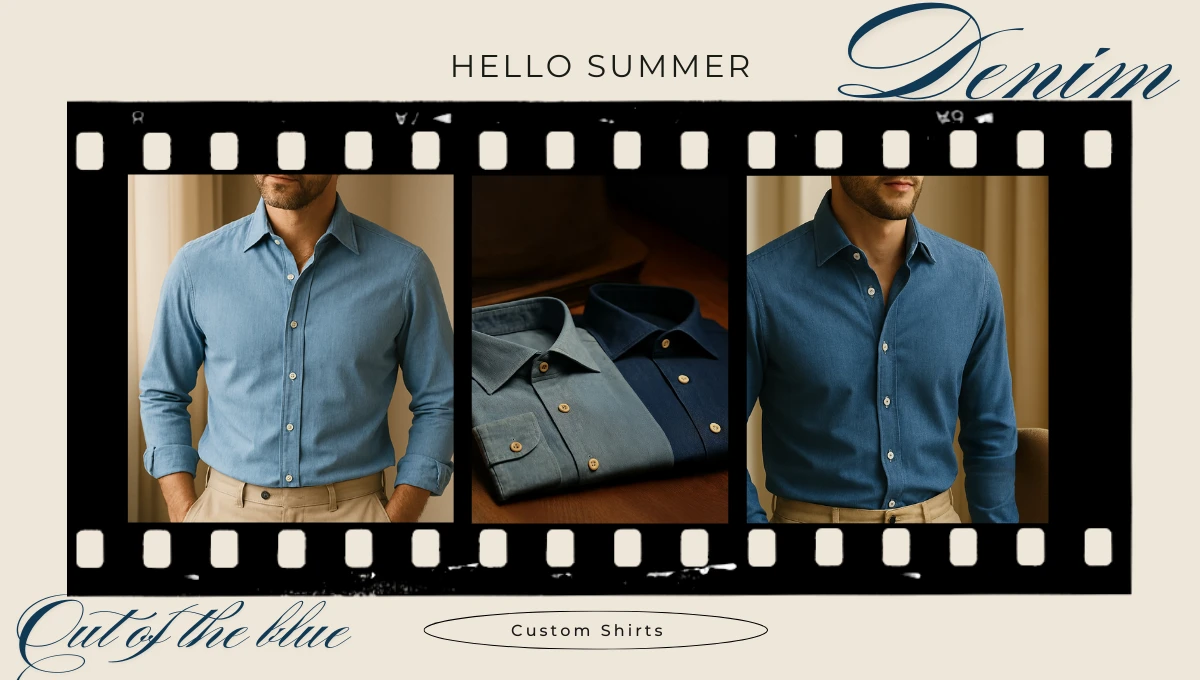 男士穿著牛仔襯衫