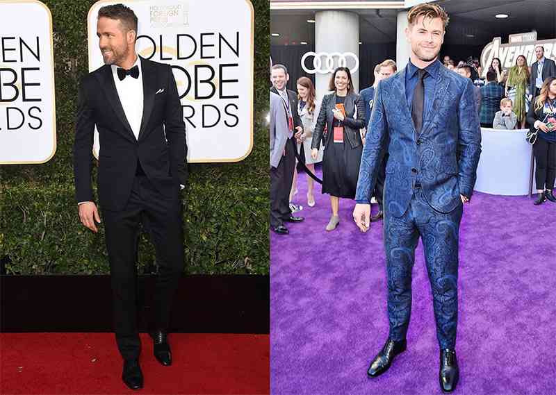 黑色與藍色花紋合身西裝套裝