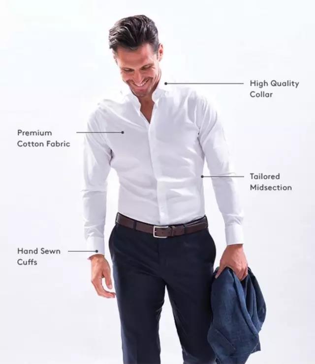 著白色襯衫及藍色西褲男士的解說圖