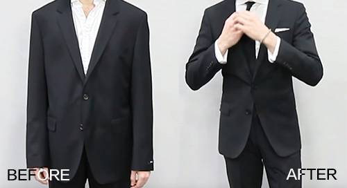 黑色西裝修改前後