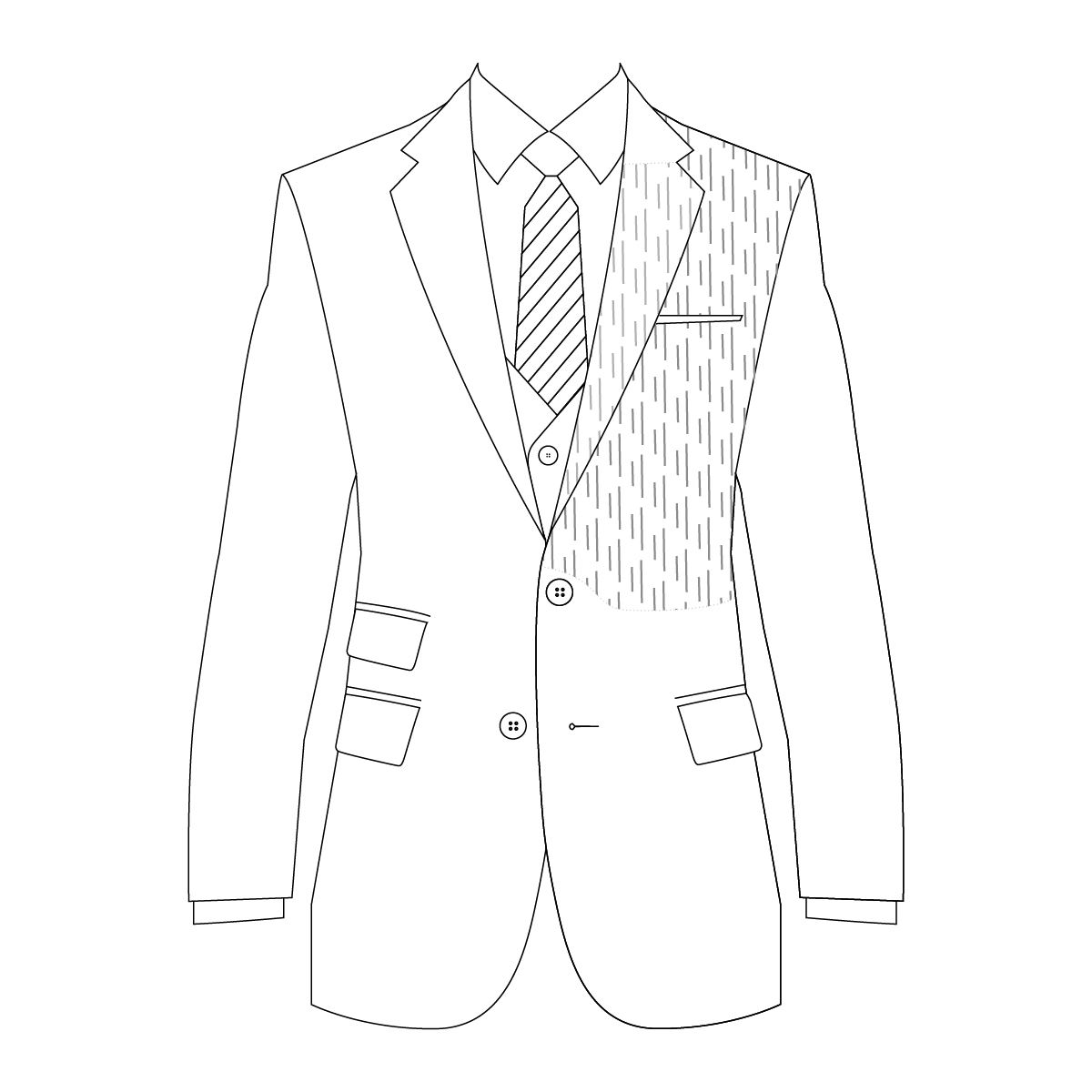 西裝半麻襯線條圖