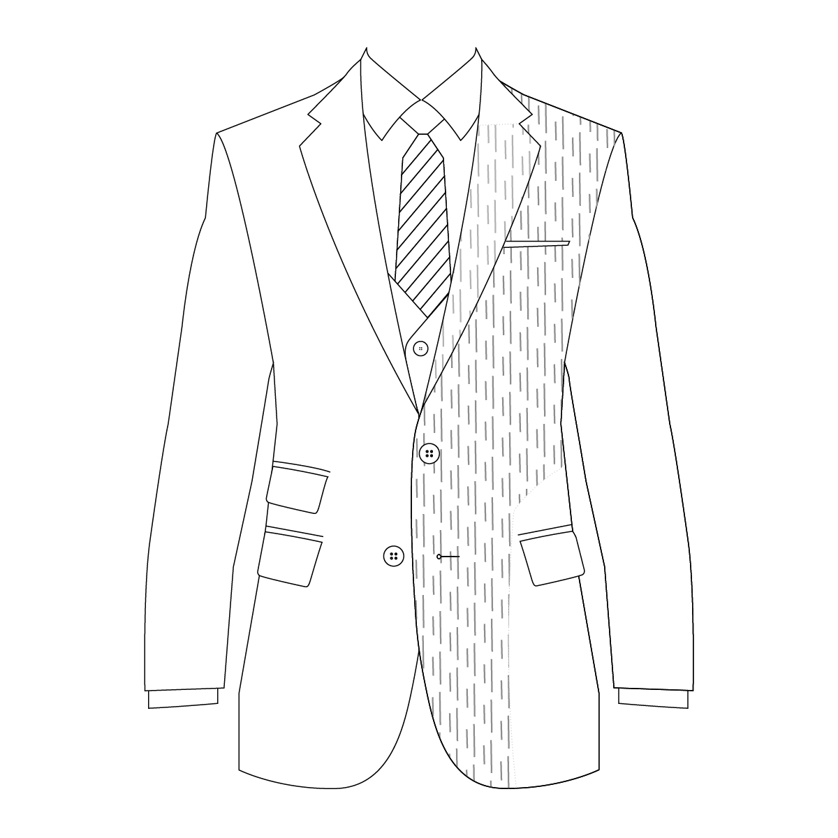 西裝全麻襯線條圖