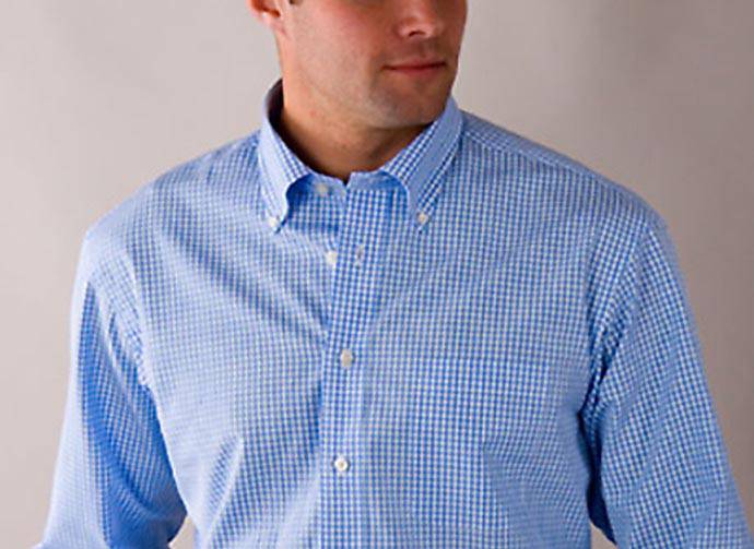 藍色細格紋襯衫